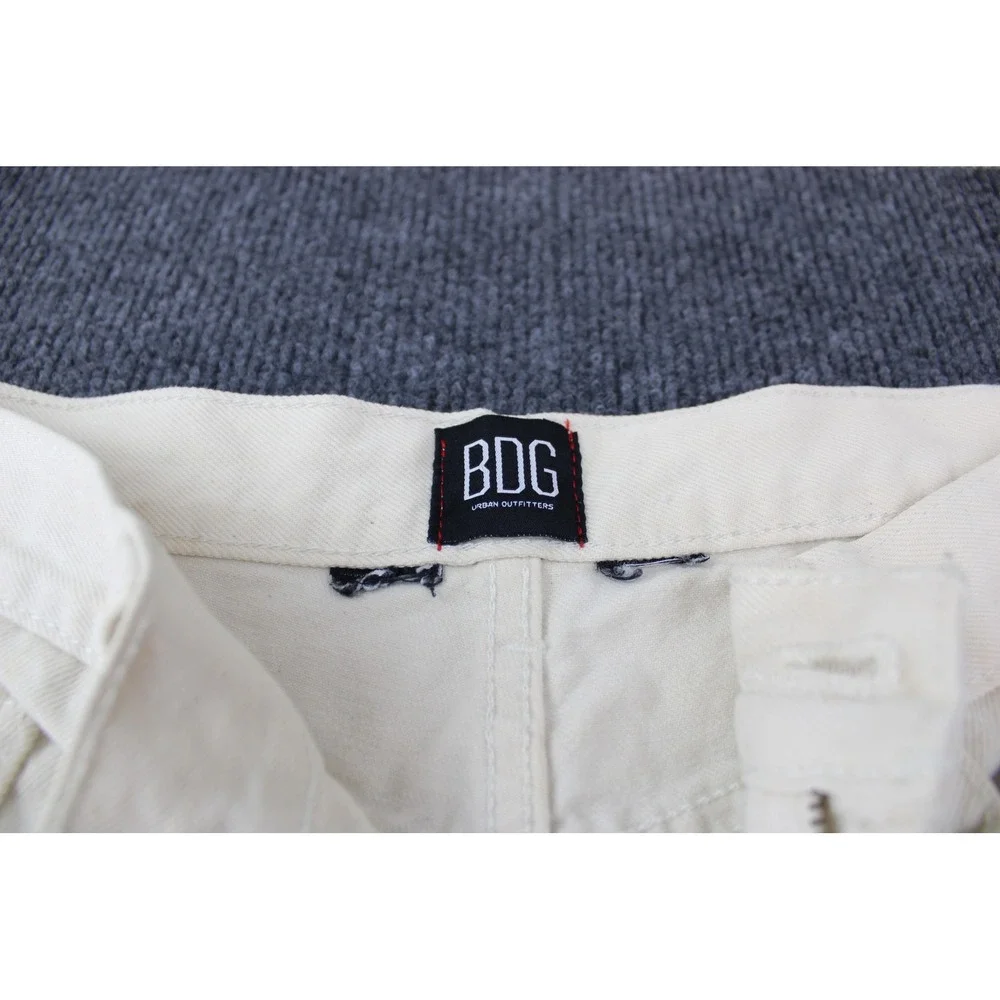 BDG Urban Outfitters Cream Wide Leg 8-Ball Graphic Raw Hem Jeans Mens 29
